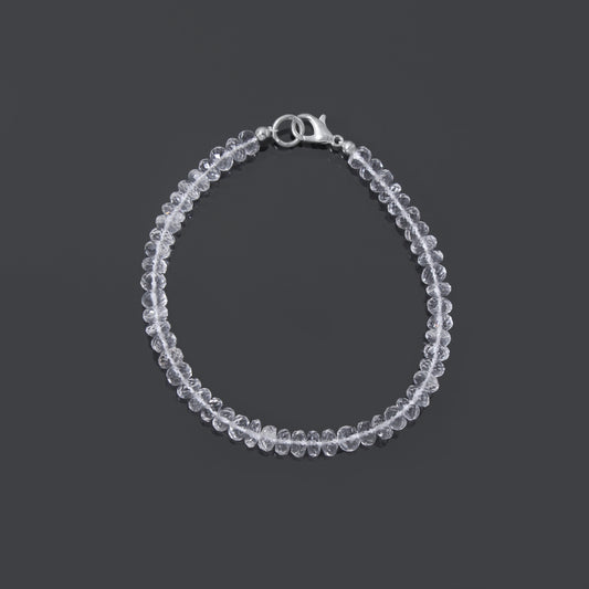 Hyalite Opal Faceted Rondelle Beaded Bracelet – Natural Clear Gemstone for Clarity, Light & Spiritual Healing