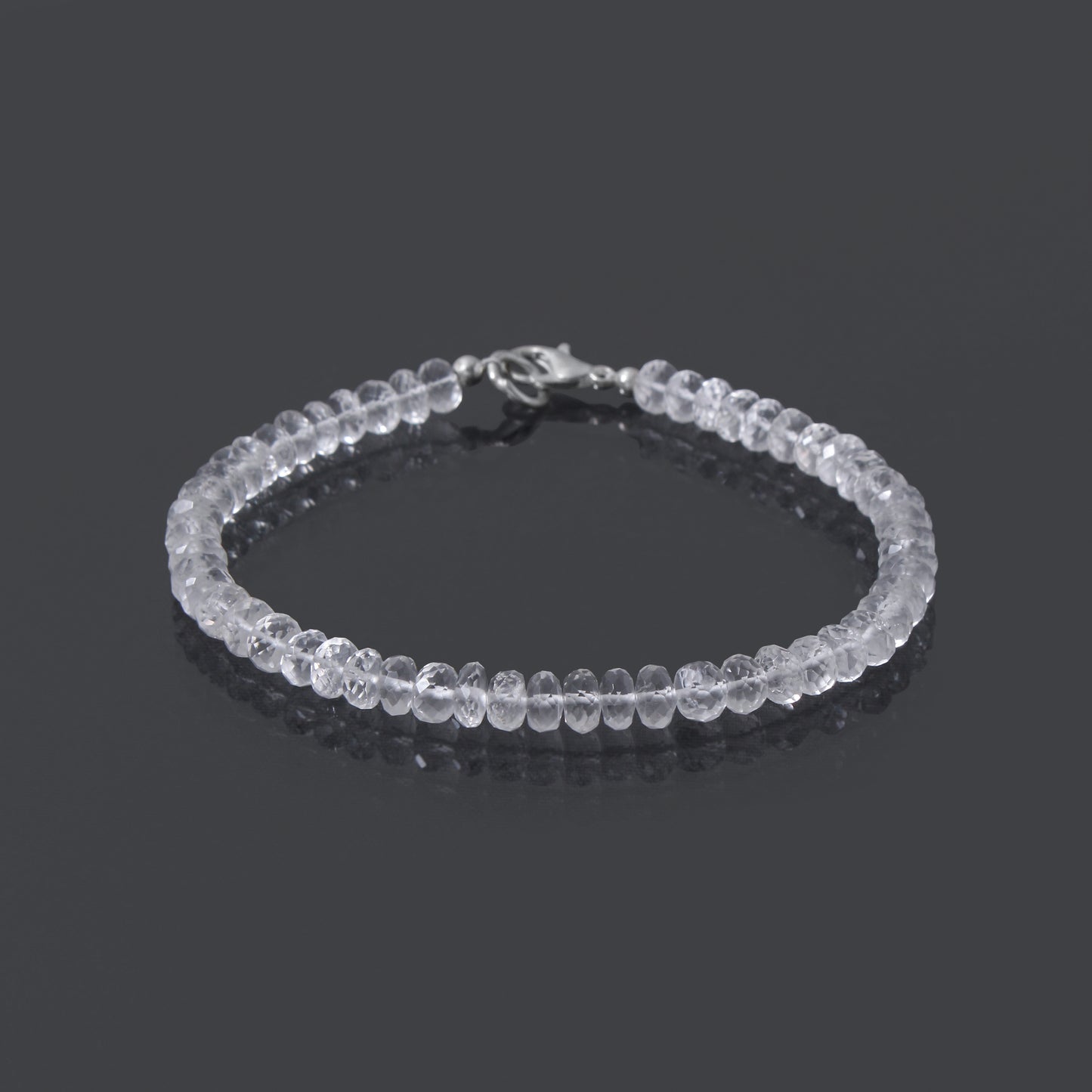 Hyalite Opal Faceted Rondelle Beaded Bracelet – Natural Clear Gemstone for Clarity, Light & Spiritual Healing