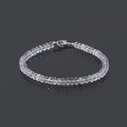 Hyalite Opal Faceted Rondelle Beaded Bracelet – Natural Clear Gemstone for Clarity, Light & Spiritual Healing