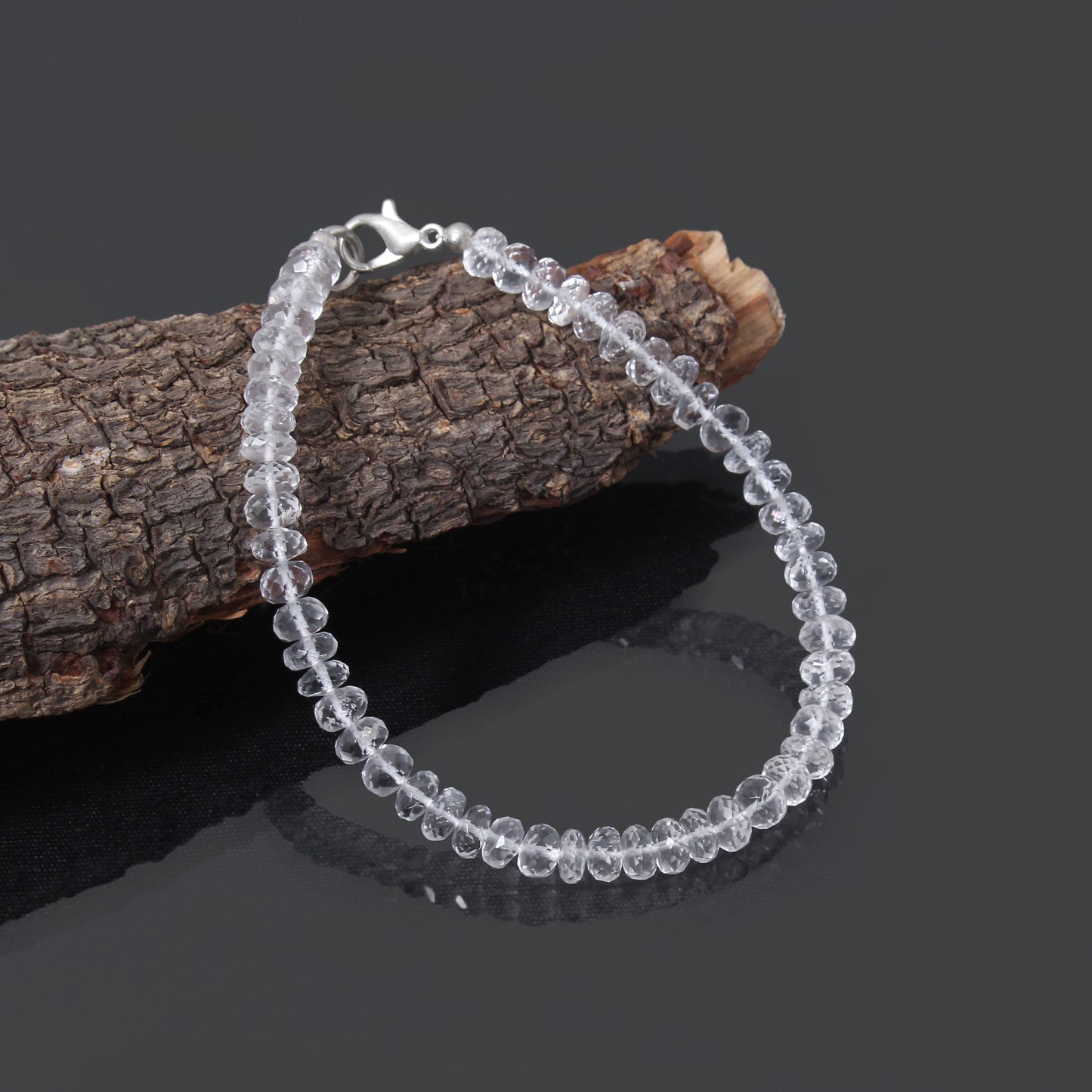 Hyalite Opal Faceted Rondelle Beaded Bracelet – Natural Clear Gemstone for Clarity, Light & Spiritual Healing