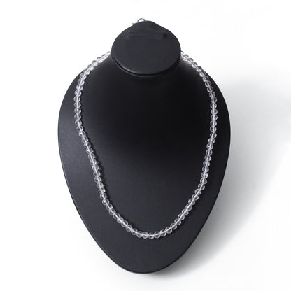 Hyalite Opal Faceted Round Bead Necklace – Natural Clear Gemstone for Clarity, Purity & Spiritual Light