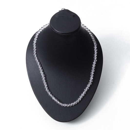 Hyalite Opal Faceted Round Bead Necklace – Natural Clear Gemstone for Clarity, Purity & Spiritual Light