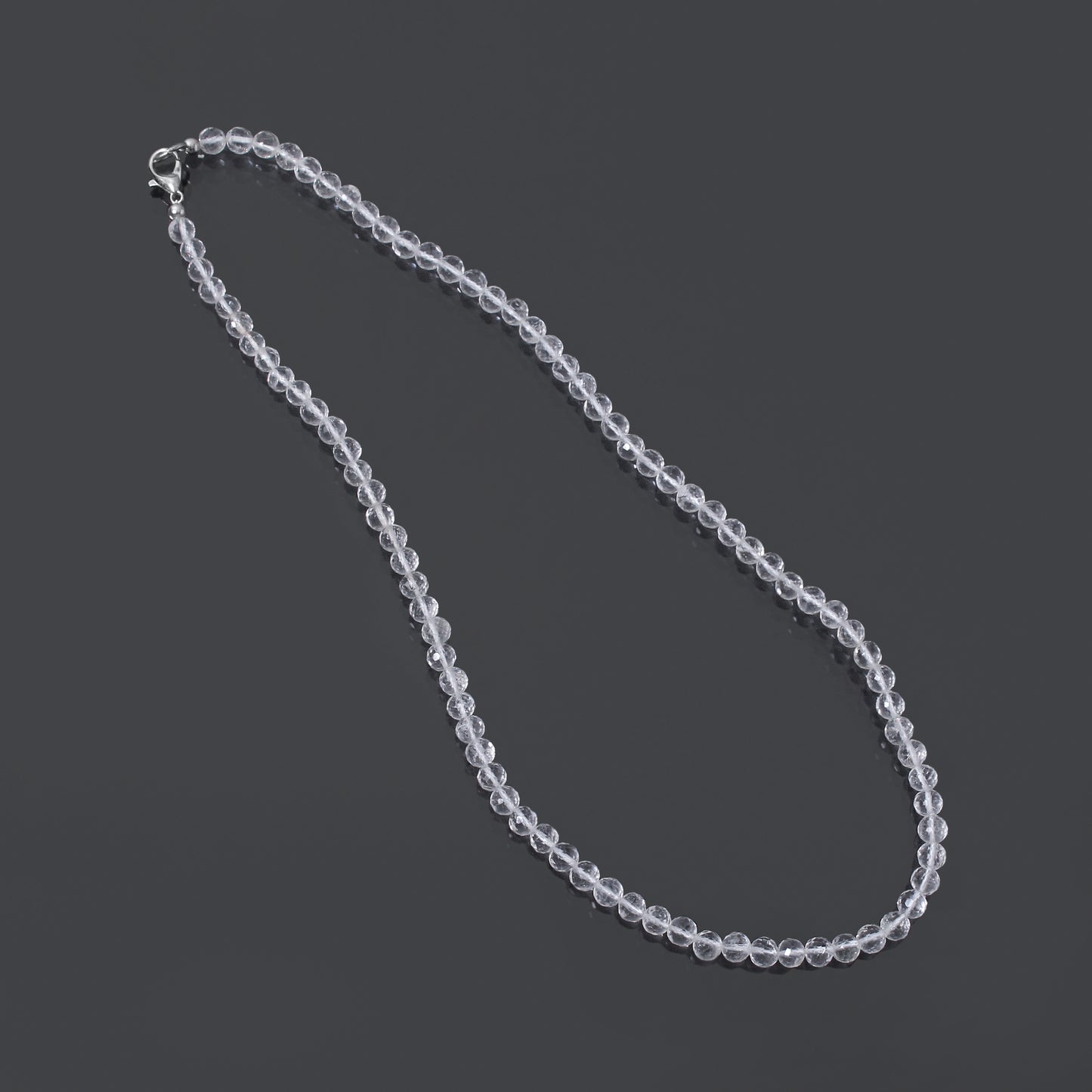 Hyalite Opal Faceted Round Bead Necklace – Natural Clear Gemstone for Clarity, Purity & Spiritual Light