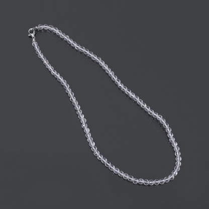 Hyalite Opal Faceted Round Bead Necklace – Natural Clear Gemstone for Clarity, Purity & Spiritual Light