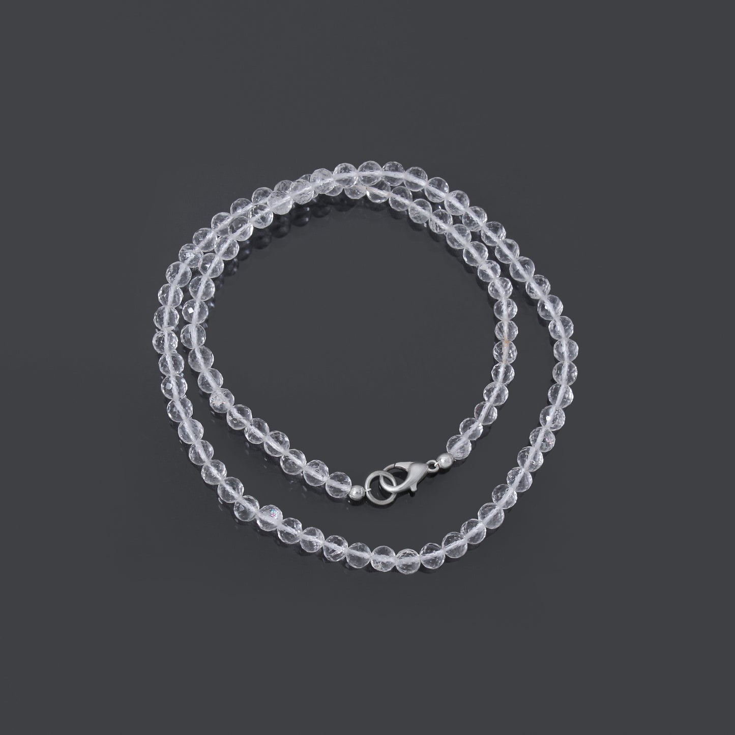 Hyalite Opal Faceted Round Bead Necklace – Natural Clear Gemstone for Clarity, Purity & Spiritual Light