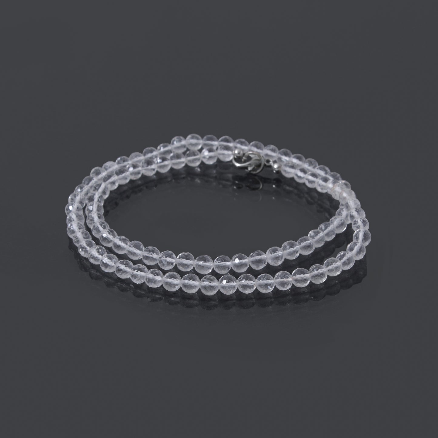 Hyalite Opal Faceted Round Bead Necklace – Natural Clear Gemstone for Clarity, Purity & Spiritual Light