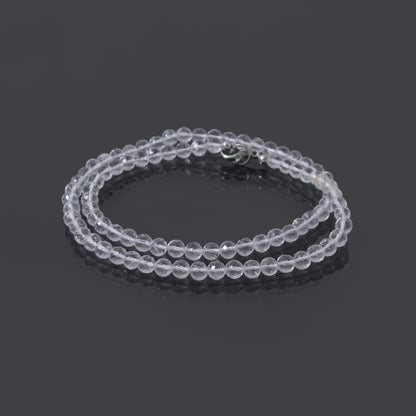 Hyalite Opal Faceted Round Bead Necklace – Natural Clear Gemstone for Clarity, Purity & Spiritual Light