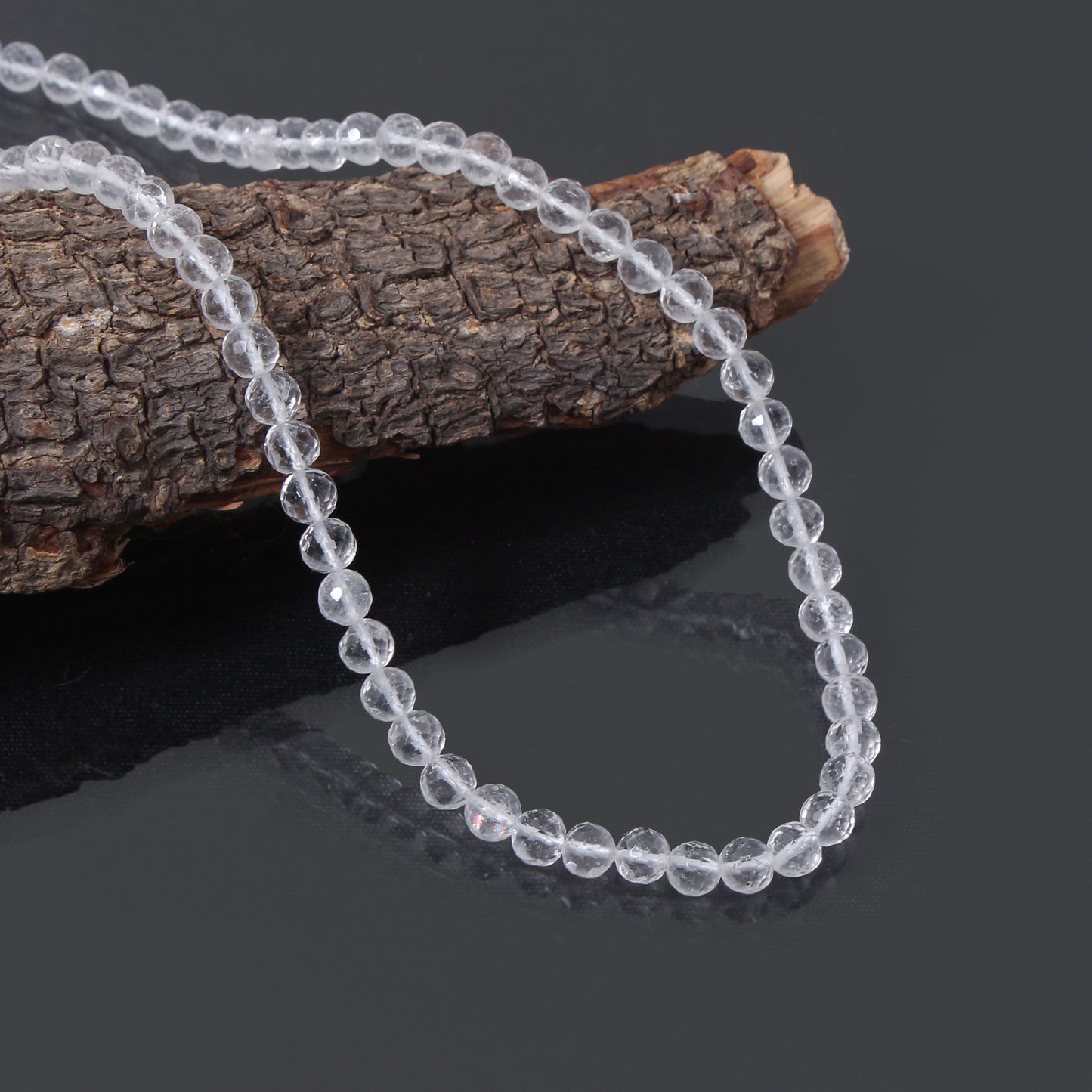 Hyalite Opal Faceted Round Bead Necklace – Natural Clear Gemstone for Clarity, Purity & Spiritual Light