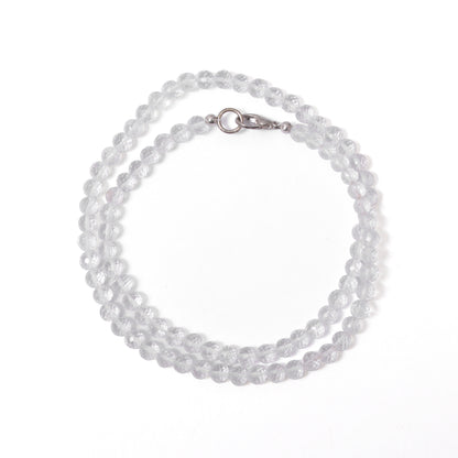 Hyalite Opal Faceted Round Bead Necklace – Natural Clear Gemstone for Clarity, Purity & Spiritual Light