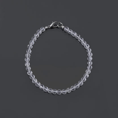 Hyalite Opal Faceted Round Bead Bracelet – Natural Clear Gemstone for Clarity, Purity & Spiritual Light