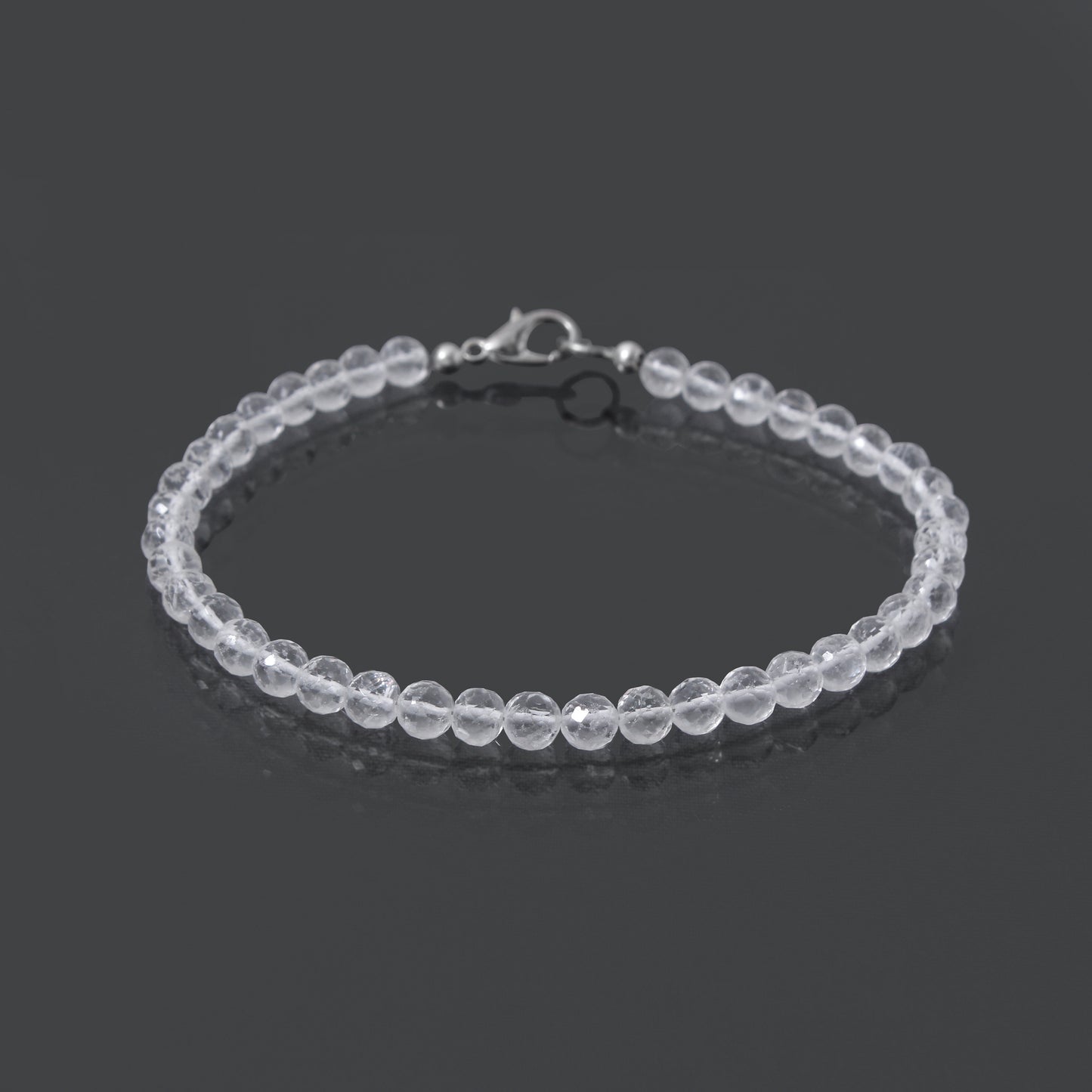 Hyalite Opal Faceted Round Bead Bracelet – Natural Clear Gemstone for Clarity, Purity & Spiritual Light