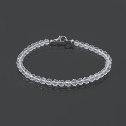 Hyalite Opal Faceted Round Bead Bracelet – Natural Clear Gemstone for Clarity, Purity & Spiritual Light