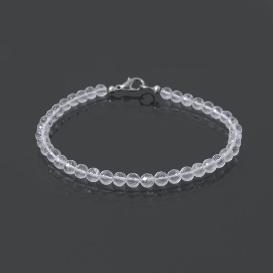 Hyalite Opal Faceted Round Bead Bracelet – Natural Clear Gemstone for Clarity, Purity & Spiritual Light