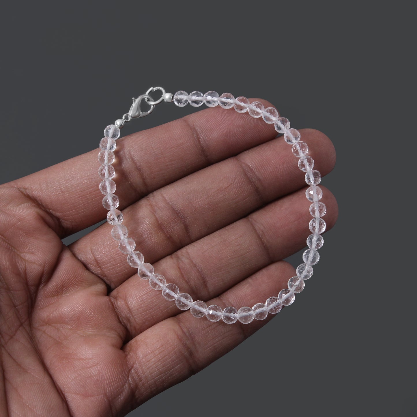 Hyalite Opal Faceted Round Bead Bracelet – Natural Clear Gemstone for Clarity, Purity & Spiritual Light