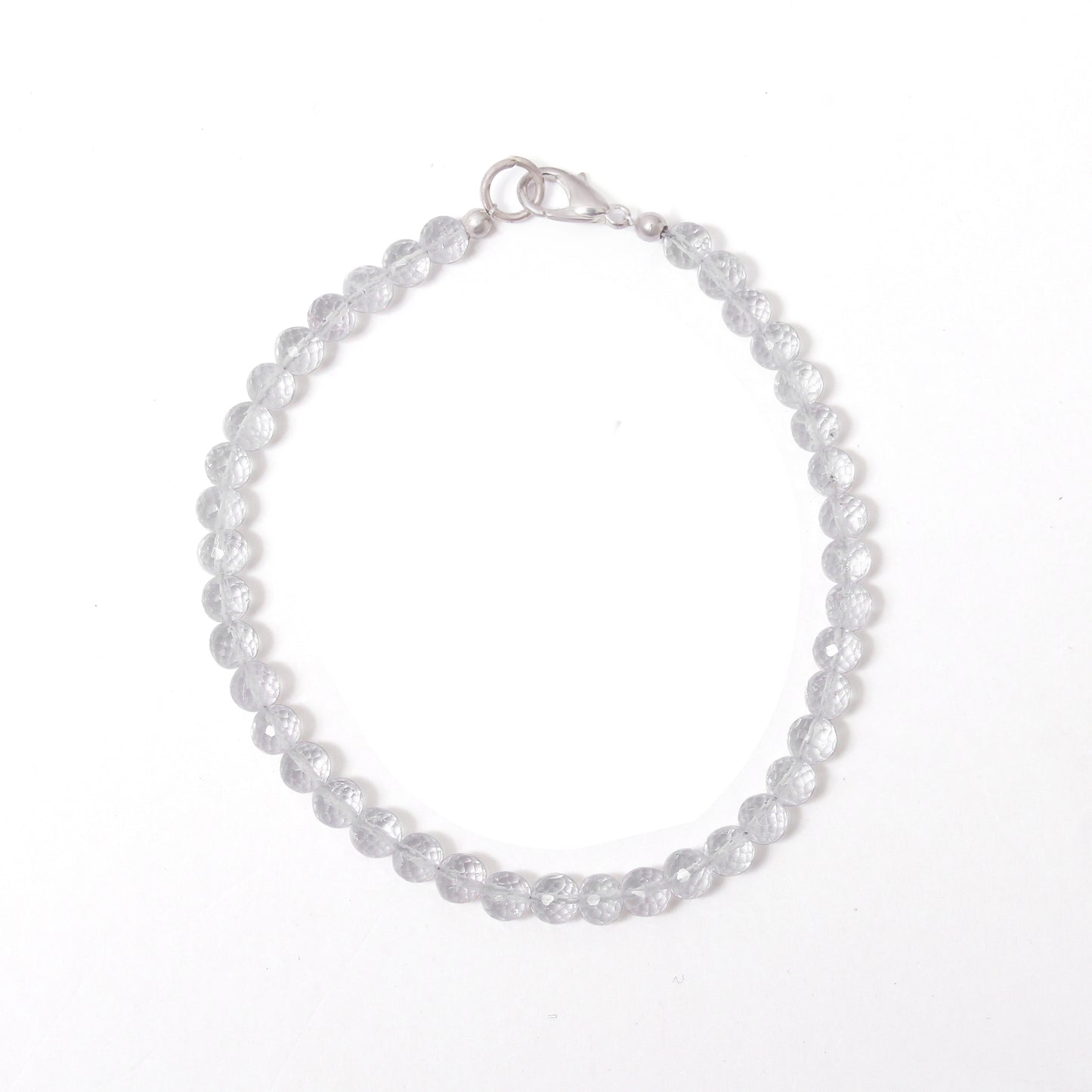 Hyalite Opal Faceted Round Bead Bracelet – Natural Clear Gemstone for Clarity, Purity & Spiritual Light