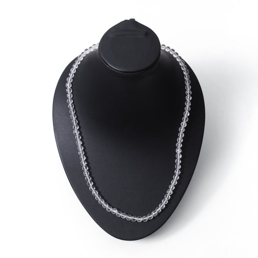 Hyalite Opal Faceted Round 4.5-5 mm Beaded Necklace – Natural Clear Gemstone for Purity, Aura Cleansing & Spiritual Light