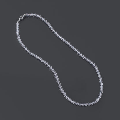 Hyalite Opal Faceted Round 4.5-5 mm Beaded Necklace – Natural Clear Gemstone for Purity, Aura Cleansing & Spiritual Light