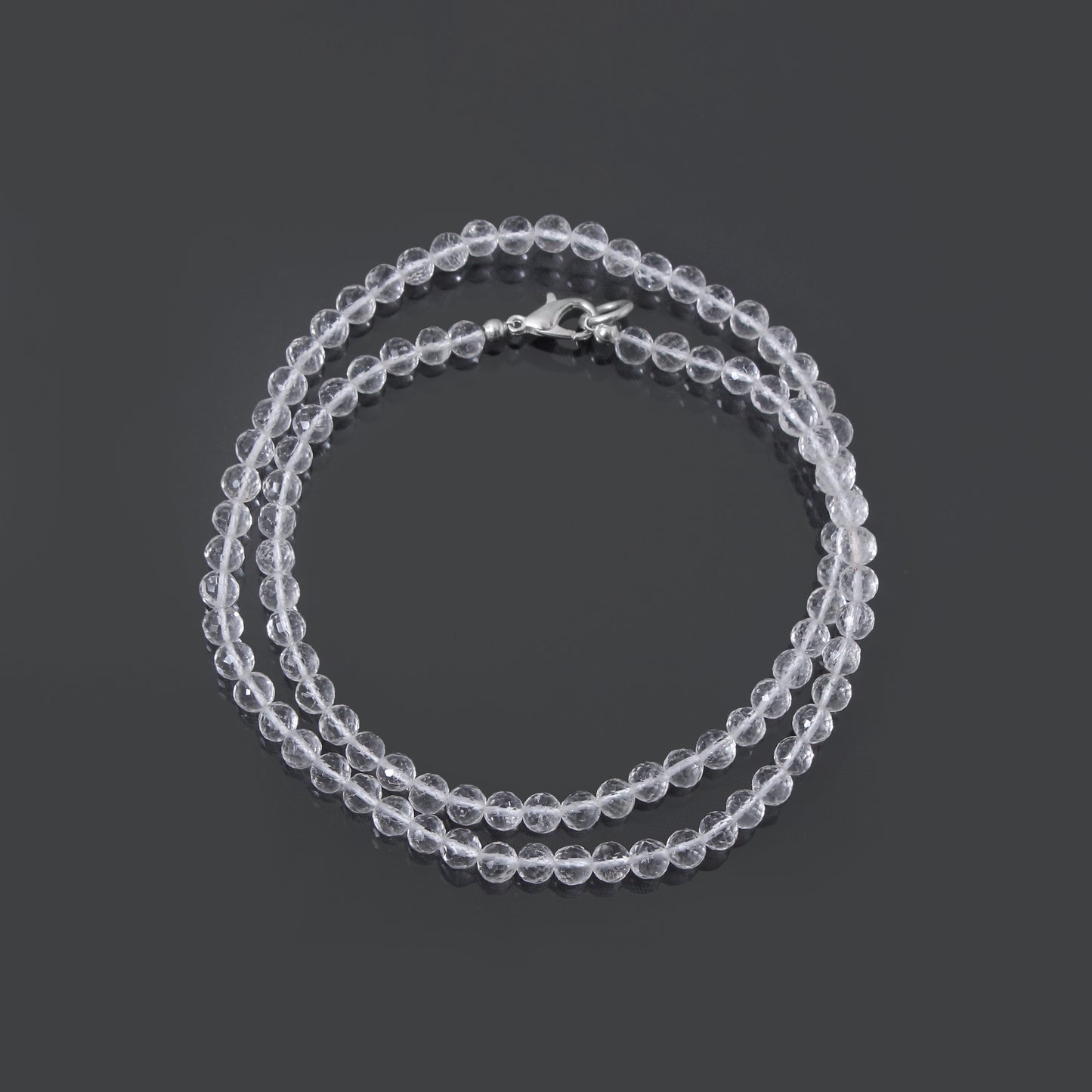 Hyalite Opal Faceted Round 4.5-5 mm Beaded Necklace – Natural Clear Gemstone for Purity, Aura Cleansing & Spiritual Light