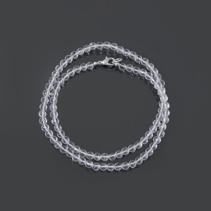 Hyalite Opal Faceted Round 4.5-5 mm Beaded Necklace – Natural Clear Gemstone for Purity, Aura Cleansing & Spiritual Light