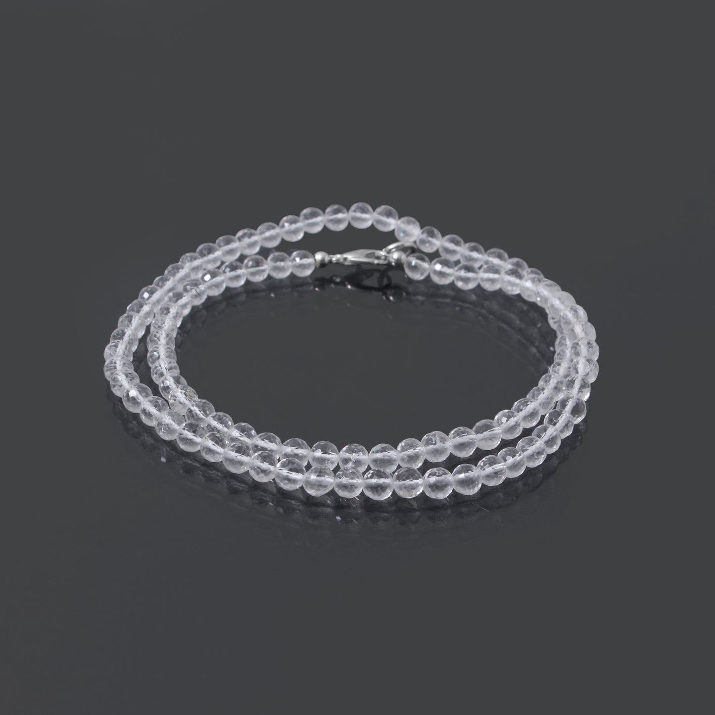 Hyalite Opal Faceted Round 4.5-5 mm Beaded Necklace – Natural Clear Gemstone for Purity, Aura Cleansing & Spiritual Light