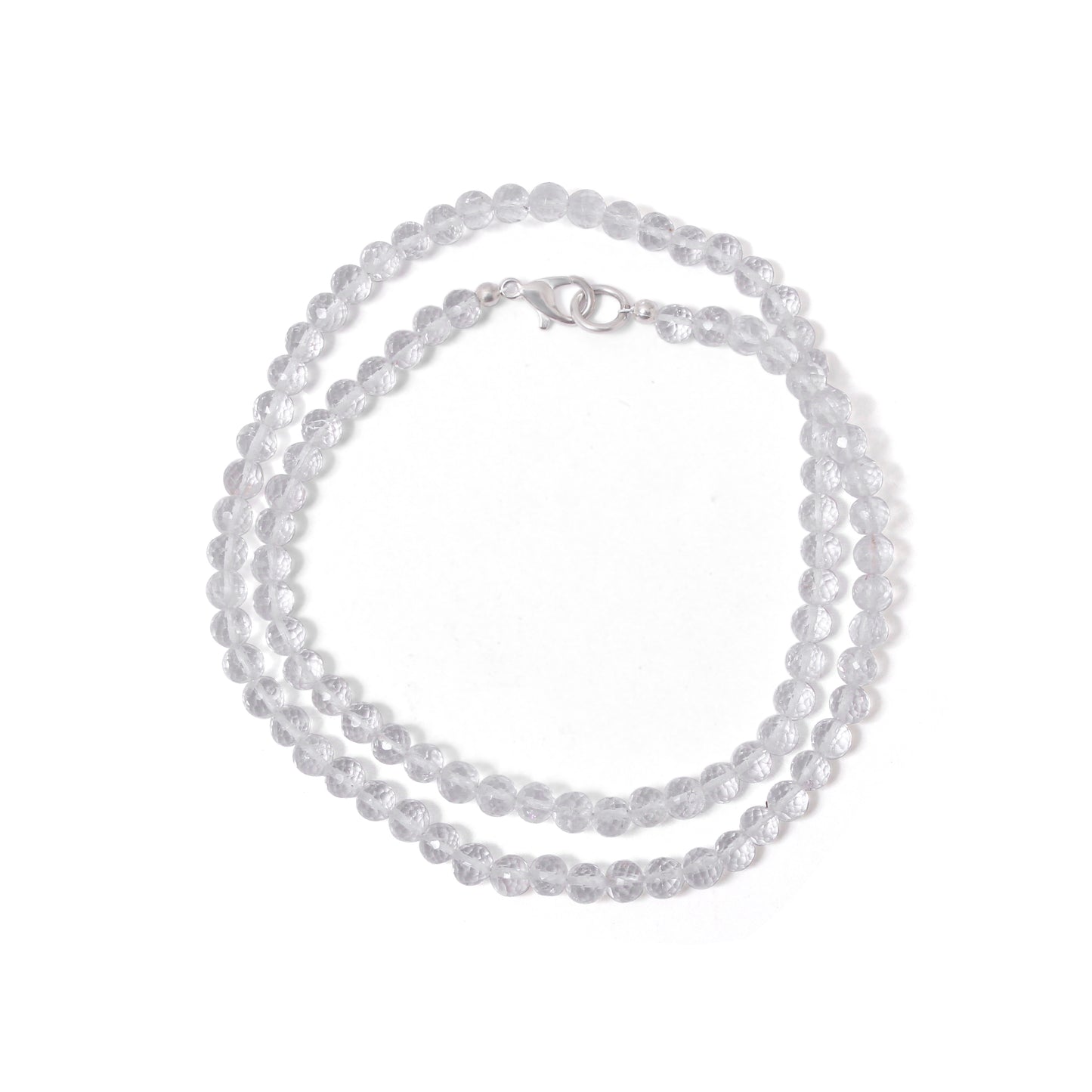 Hyalite Opal Faceted Round 4.5-5 mm Beaded Necklace – Natural Clear Gemstone for Purity, Aura Cleansing & Spiritual Light