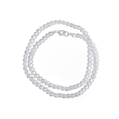 Hyalite Opal Faceted Round 4.5-5 mm Beaded Necklace – Natural Clear Gemstone for Purity, Aura Cleansing & Spiritual Light