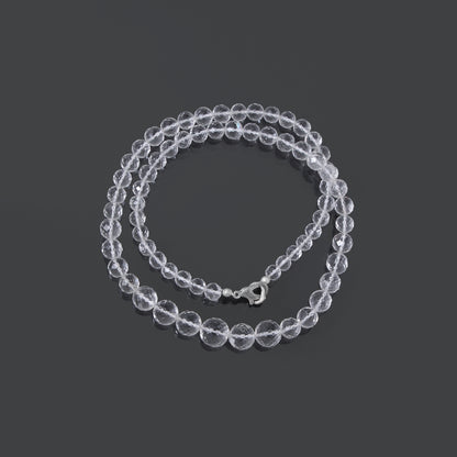 Hyalite Opal Faceted Round 5-9 mm Beaded Necklace – Natural Clear Opal for Purity, Light & High Vibrational Energy