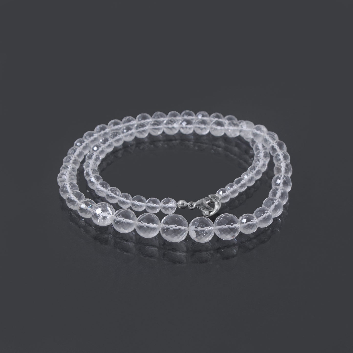 Hyalite Opal Faceted Round 5-9 mm Beaded Necklace – Natural Clear Opal for Purity, Light & High Vibrational Energy