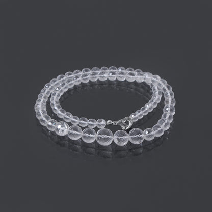 Hyalite Opal Faceted Round 5-9 mm Beaded Necklace – Natural Clear Opal for Purity, Light & High Vibrational Energy