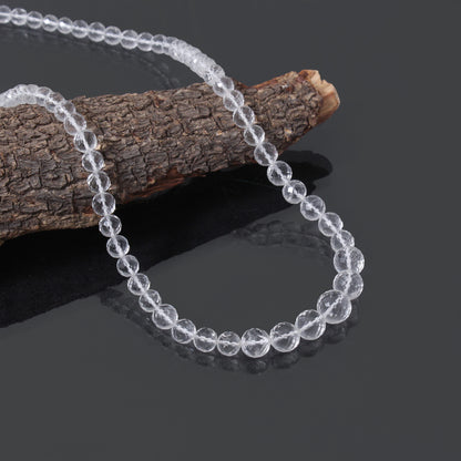 Hyalite Opal Faceted Round 5-9 mm Beaded Necklace – Natural Clear Opal for Purity, Light & High Vibrational Energy