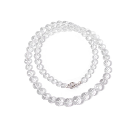 Hyalite Opal Faceted Round 5-9 mm Beaded Necklace – Natural Clear Opal for Purity, Light & High Vibrational Energy