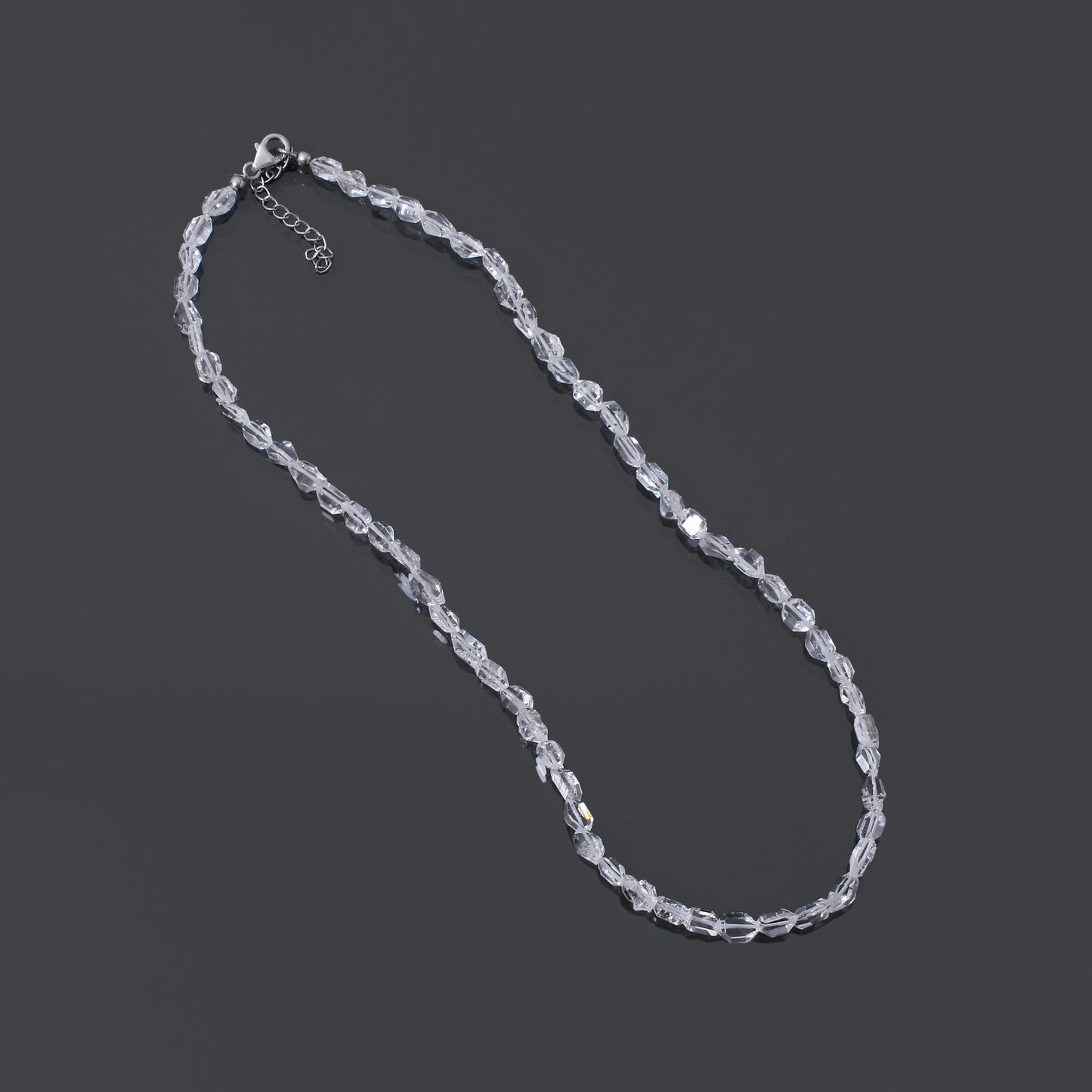 Herkimer Diamond Beaded Necklace – Natural Double-Terminated Quartz Crystal, Clarity & High Vibration Healing Jewelry