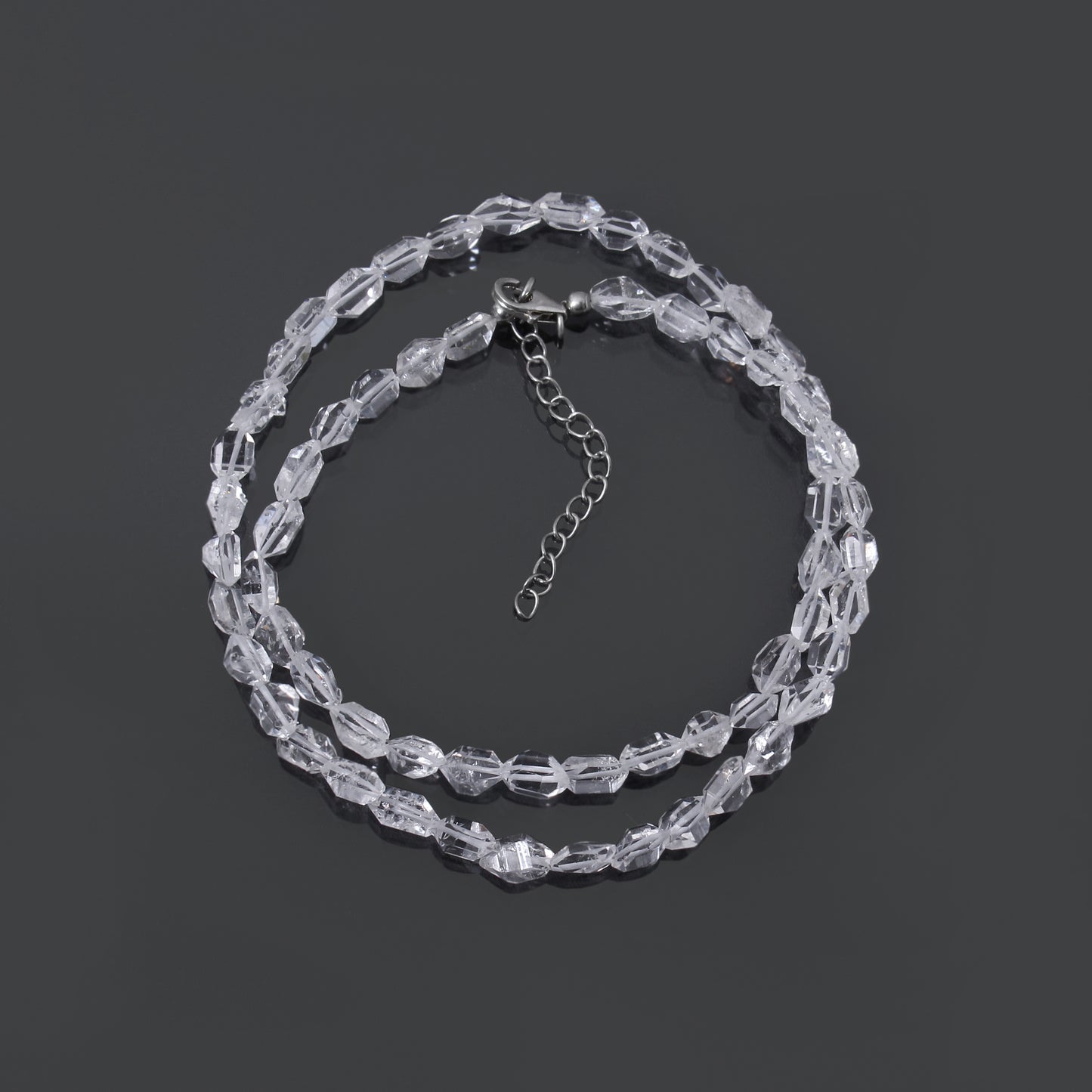 Herkimer Diamond Beaded Necklace – Natural Double-Terminated Quartz Crystal, Clarity & High Vibration Healing Jewelry