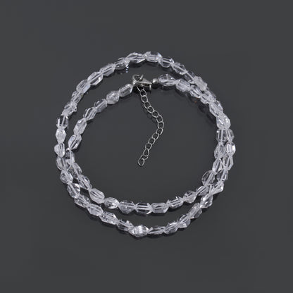 Herkimer Diamond Beaded Necklace – Natural Double-Terminated Quartz Crystal, Clarity & High Vibration Healing Jewelry