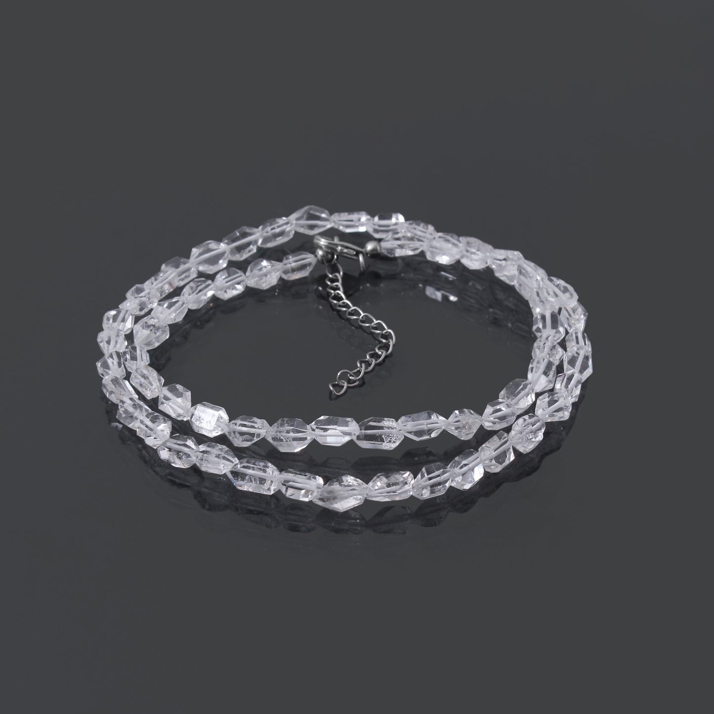 Herkimer Diamond Beaded Necklace – Natural Double-Terminated Quartz Crystal, Clarity & High Vibration Healing Jewelry