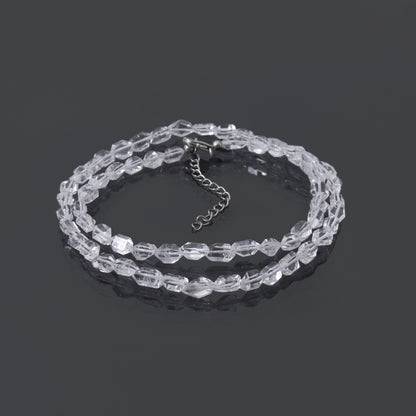 Herkimer Diamond Beaded Necklace – Natural Double-Terminated Quartz Crystal, Clarity & High Vibration Healing Jewelry