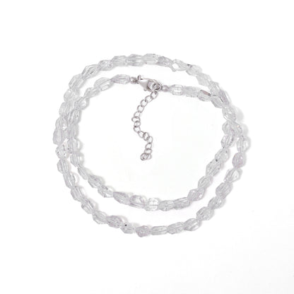 Herkimer Diamond Beaded Necklace – Natural Double-Terminated Quartz Crystal, Clarity & High Vibration Healing Jewelry