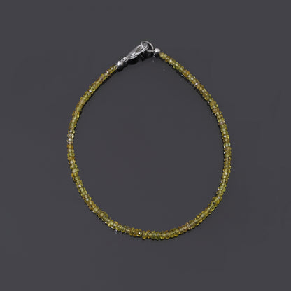 Natural Yellow Sapphire (Pukhraj) Faceted Bead Bracelet | Handmade Jupiter Healing Gemstone Jewelry