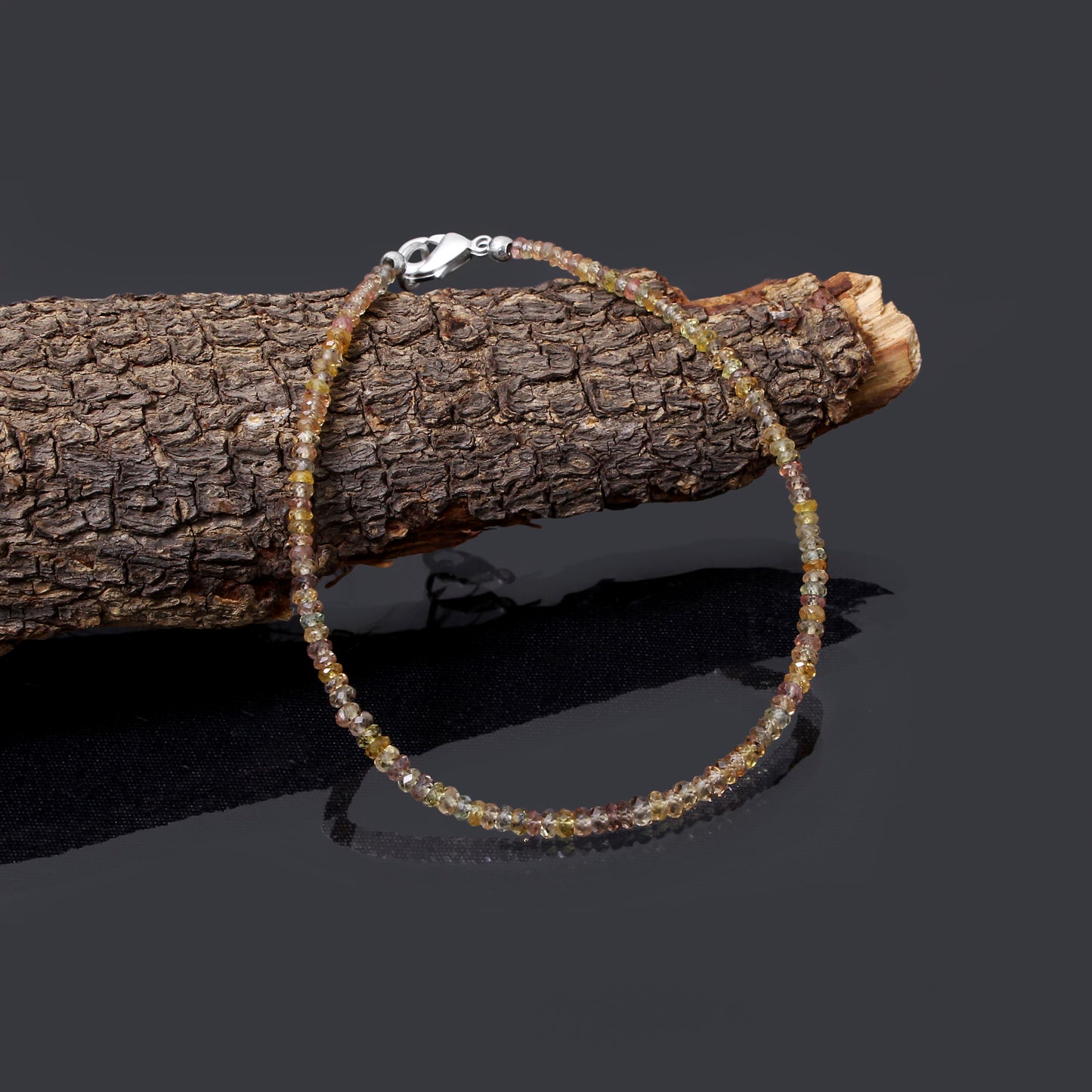 Natural Shaded Sapphire Beaded Necklace | Multi-Color Sapphire Gemstone Jewelry for Elegance & Positive Energy