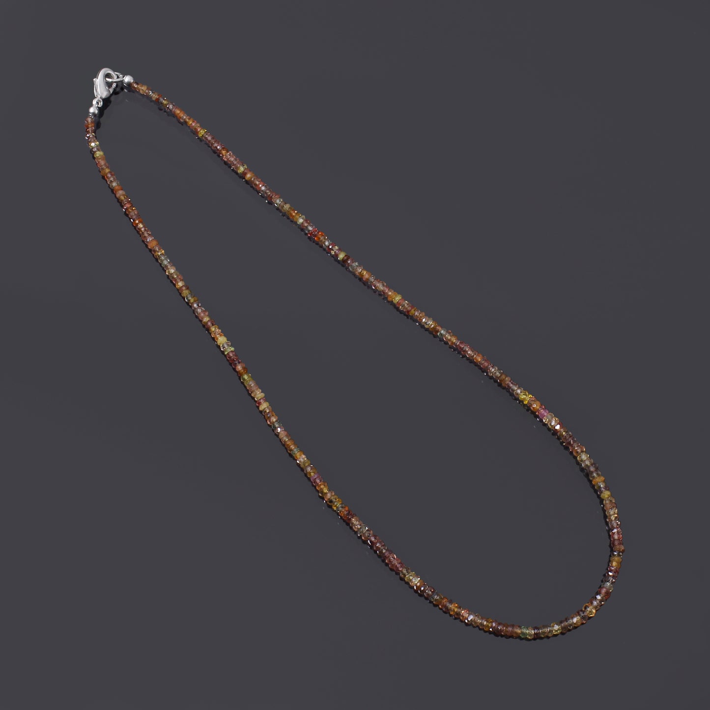 Natural Multi-Color Sapphire Faceted Bead Necklace | Genuine Sapphire Gemstone Jewelry with Silver Clasp