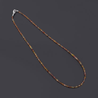 Natural Multi-Color Sapphire Faceted Bead Necklace | Genuine Sapphire Gemstone Jewelry with Silver Clasp