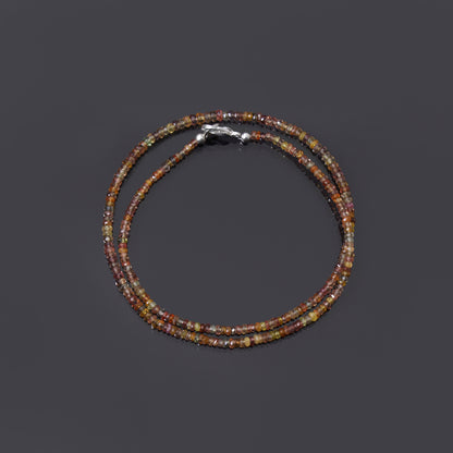 Natural Multi-Color Sapphire Faceted Bead Necklace | Genuine Sapphire Gemstone Jewelry with Silver Clasp
