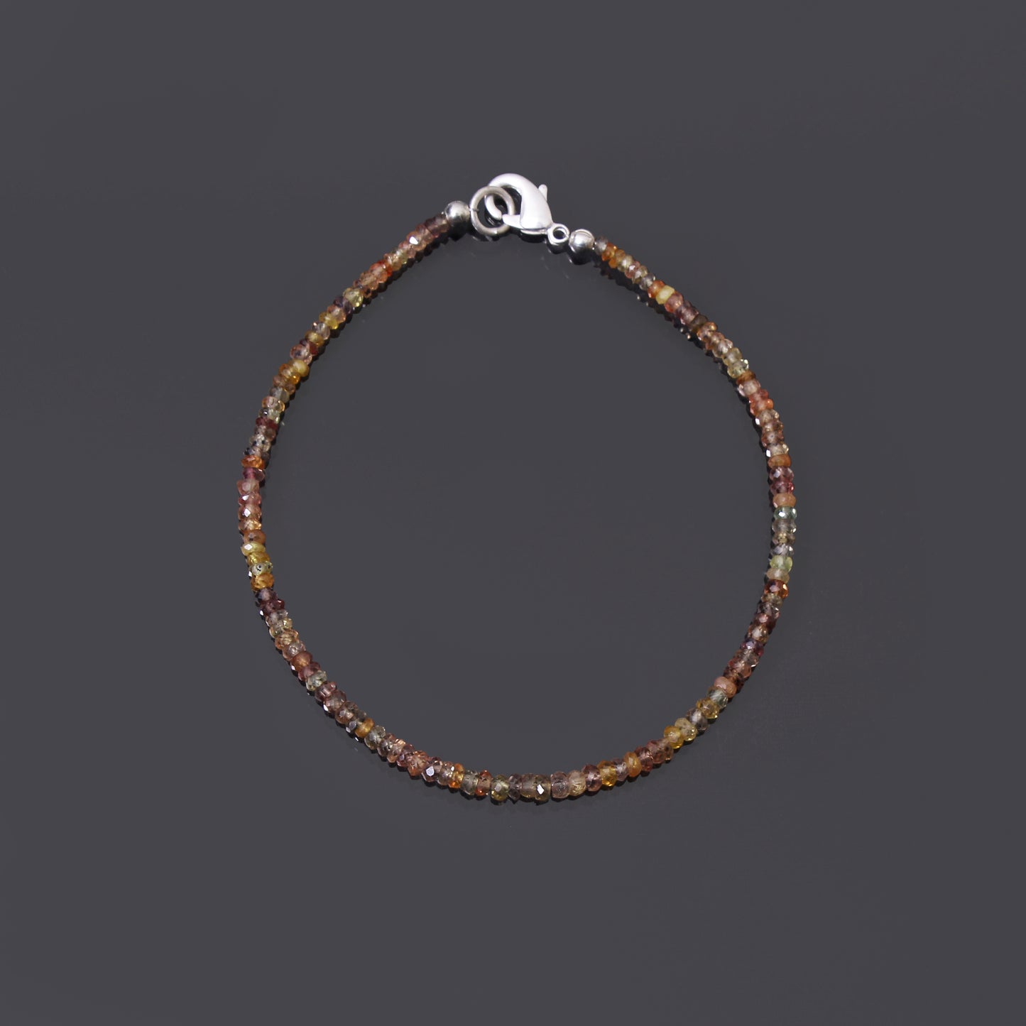 Natural Multi-Color Sapphire Faceted Bead Bracelet | Genuine Sapphire Gemstone Jewelry with Silver Clasp