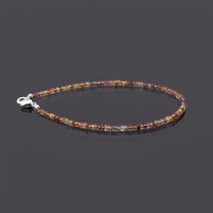 Natural Multi-Color Sapphire Faceted Bead Bracelet | Genuine Sapphire Gemstone Jewelry with Silver Clasp