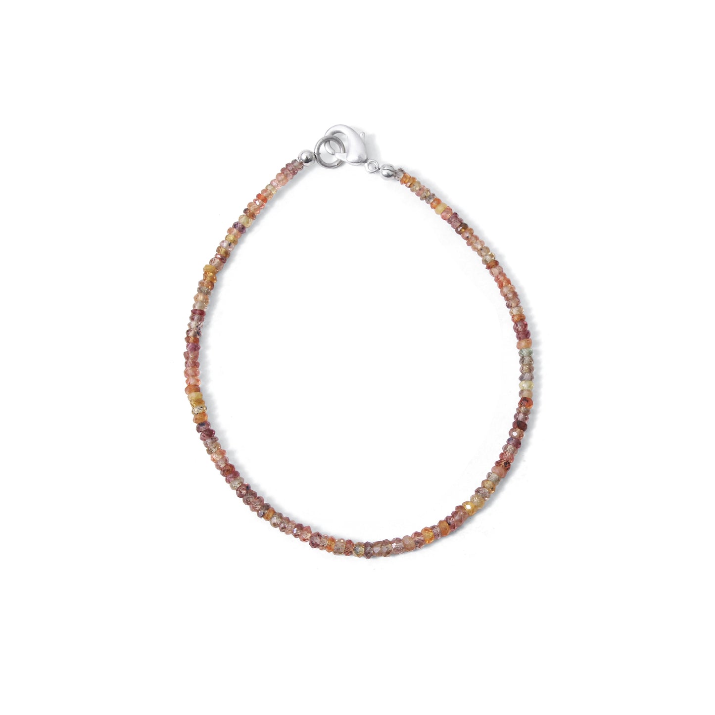 Natural Multi-Color Sapphire Faceted Bead Bracelet | Genuine Sapphire Gemstone Jewelry with Silver Clasp