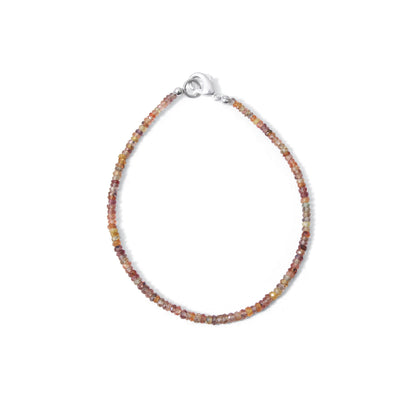 Natural Multi-Color Sapphire Faceted Bead Bracelet | Genuine Sapphire Gemstone Jewelry with Silver Clasp