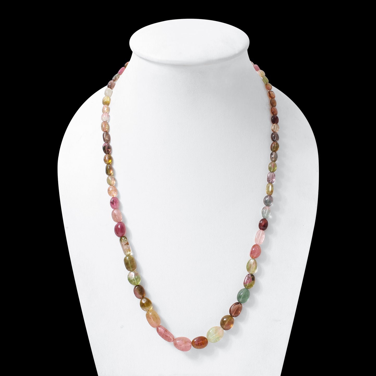 Natural Multi Tourmaline Plain Tumble Sarafa Necklace – Natural Multi-Color Gemstone Statement Jewelry