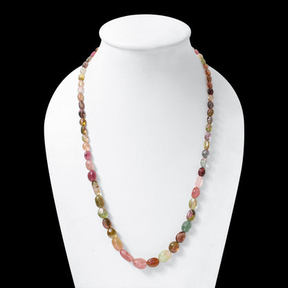Natural Multi Tourmaline Plain Tumble Sarafa Necklace – Natural Multi-Color Gemstone Statement Jewelry