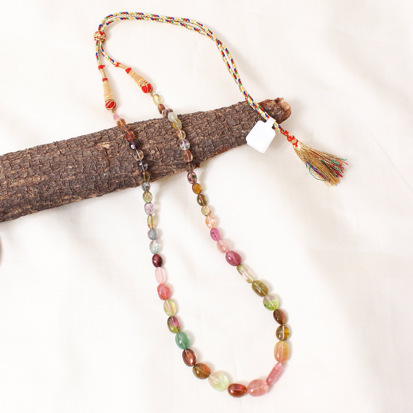Natural Multi Tourmaline Plain Tumble Sarafa Necklace – Natural Multi-Color Gemstone Statement Jewelry