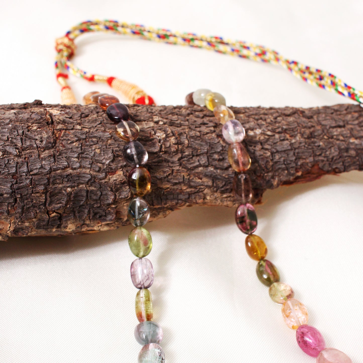 Natural Multi Tourmaline Plain Tumble Sarafa Necklace – Natural Multi-Color Gemstone Statement Jewelry